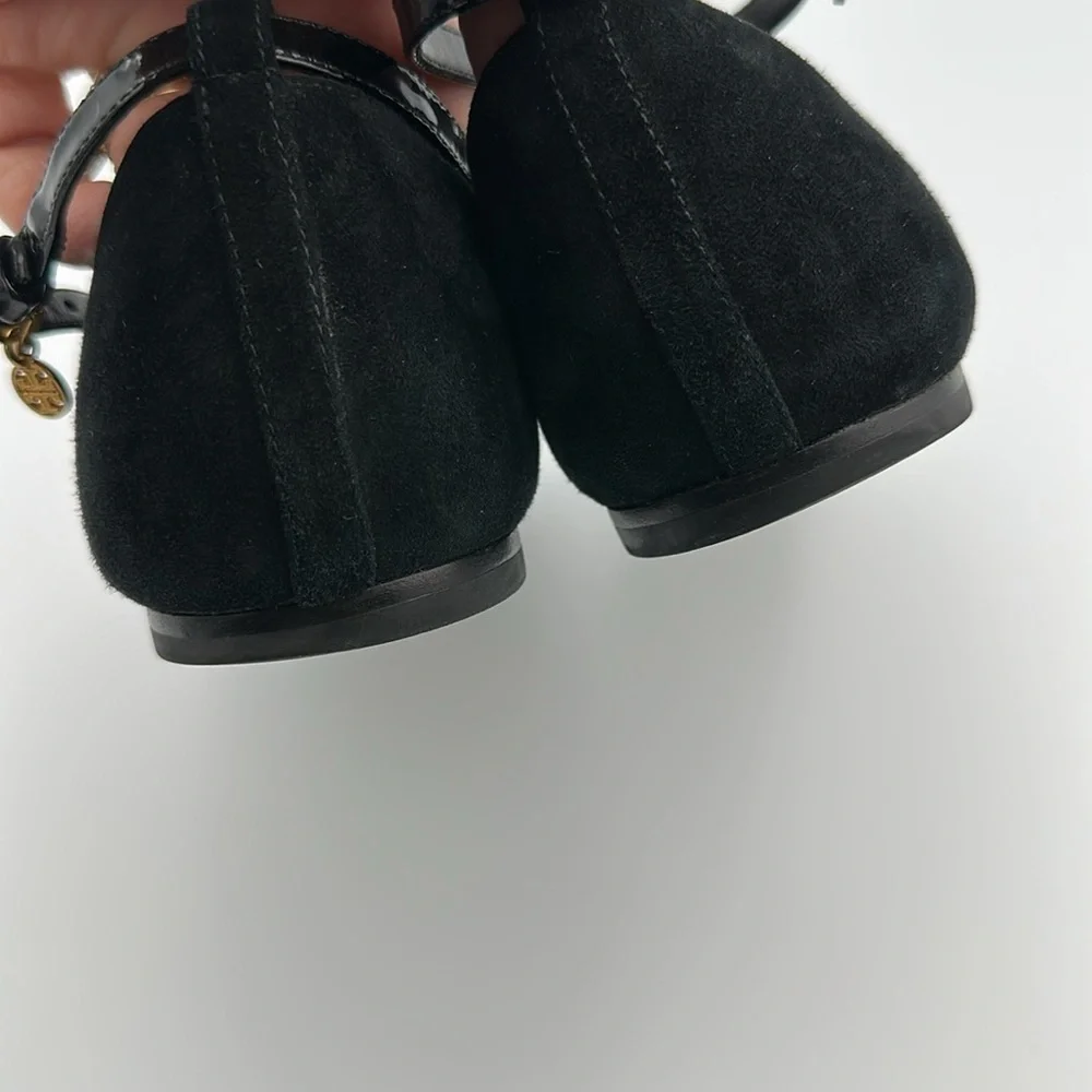 Tory Burch Ashton T-Strap Flat Sz7 1/2 Black